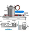12V Mini Electric Bolt Lock Solenoid With Five Wire Feedback Sensor dimensions diagram with stainless steel components for installation.