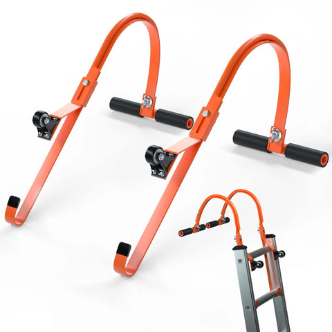 Ladder Roof Hook 2 Pack With Wheel Heavy Duty Steel Stabilizer for Damage Prevention on Steep Roofs Roof Ridge Extension Rubber Grip T Bar
