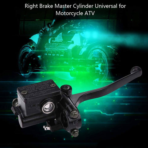 Right Front Hydraulic Brake Master Cylinder For ATV And Motorcycle, Universal Right Hand Brake Master Cylinder, Black with Adjustable Lever