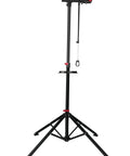 Bike Repair Stand Height Adjustable Work Station With 360 Degree Rotating Clamp And Quick Release Mechanism shown fully extended upright
