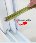 Measuring groove width for Plastic Steel Reinforced Buttery Smooth Glide Sliding Window Rollers Type 88 installation.