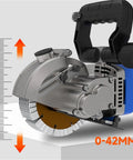Heavy Duty Handheld Wall Chaser And Deep Slotting Rig For Brick Concrete Masonry Cuts with depth gauge from 0-42mm.