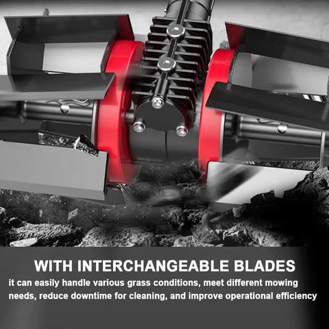 Rugged Heavy Duty Garden Tiller Cultivator Attachment with blades for soil loosening, metal construction visible.