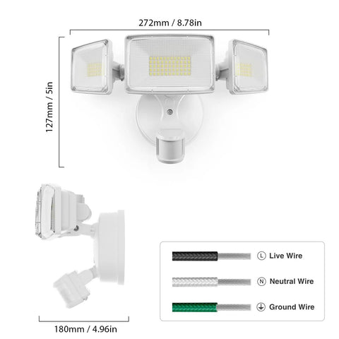Kickass Led Motion Sensor Floodlight Featuring Three Swivel Heads And Blazing Eleven Thousand Lumen Daylight Burst For Securing Backyards Driveways And Garages While Serving Legit Weatherproof Coverage That Hits Different After Dark