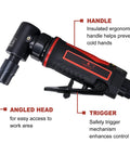 One Quarter Inch Angle Die Grinder With Pistol Grip Air Powered 20000 RPM AP17315 features insulated handle and angled head