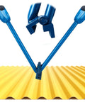 Pro Grade Standing Seam Roof Hand Seamer 475 Heavy Duty 2 In 1 Sheet Metal Bender in use on corrugated metal surface, close-up view