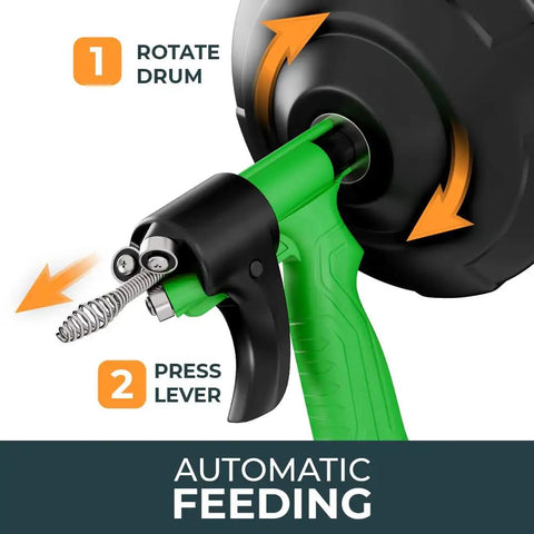 Snake Drain Auger For DIY Plumbing, 16 Ft Flexible Drain Snake Spiral, Eco Friendly Pipe Cleaning Tool For Clogs in use