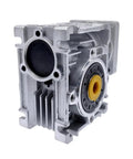 Heavy Duty Nmrv030 Worm Gearbox Reducer With 11Mm Input And 14Mm Output Shaft For Nema 23 Stepper Motors side view showing aluminum housing and bronze gear.