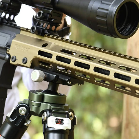 Arca Dovetail Rail For M-LOK System Quick Release Tripod Mount Adapter built for Arca-Swiss and RRS standards installed on rifle