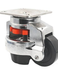 Rock Solid Stainless Steel Leveling Casters With Heavy Duty Polyamide Wheels Set Of Four For Lab Benches And Cnc Machines Offering Tough As Nails Rust Resistance And Smooth Two And A Half Inch Swiveling Action close-up of caster wheel showing swivel plate and locking mechanism.