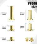 80 Sets Chicago Screw Leather Kit For DIY Crafts, assorted gold finish binding screws, six sizes from 1/4in to 11/16in shown.