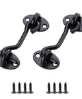 Heavy Duty Sliding Barn Door Hardware Kit Includes Two Premium 3 Inch Steel Hook And Eye Latch with secure mounting screws.
