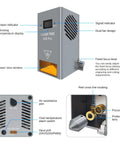 Real 20W Diode Laser Module For DIY Laser Engraver Cutter showing dual-fan design and focus lever with cooling features