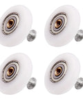 No Hassle Top Shelf Heavy Duty 23Mm Shower Door Rollers Wheels 4 Pc Replacement Parts For Sliding Glass Bathroom Track, set of four white rollers.