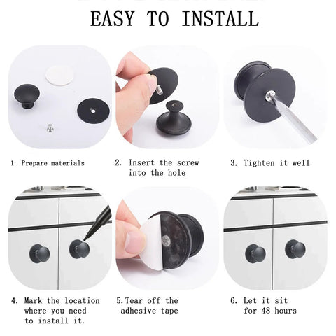 Installation steps of 4 Pack Self Adhesive Stainless Steel Drawer Knobs Brushed Silver Cabinet Handles With Mounting Screws