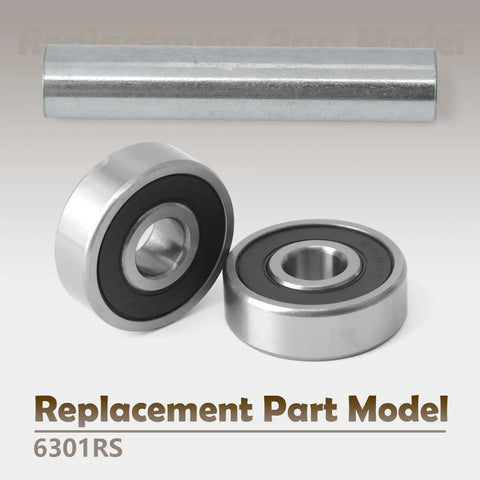 6301RS Ebike Wheel Bearing Kit For Tuttio Soleil01 Series shown with silver bearing and axle