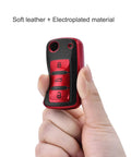 Person holding Volkswagen Key Fob Cover Premium Soft TPU 361 Degree Full Protection Anti Drop Anti Scratch Case with red leather finish