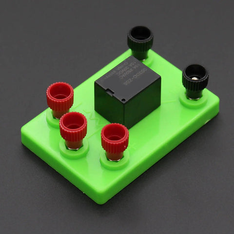3V Electromagnetic Relay Experiment Kit For STEM Learning Hands On Science Projects, green base with relay and connectors.