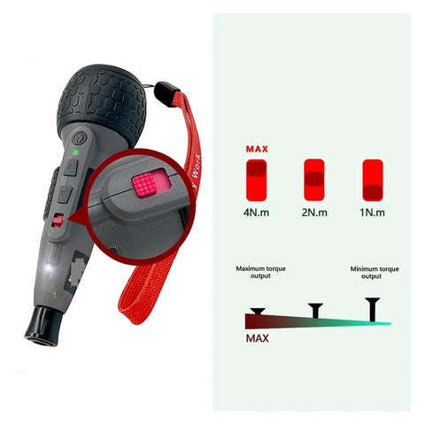 Tecjhjz Mini Electric Screwdriver Digital Torque Control With Led Light Rechargeable Lithium Battery For Home Repair showing torque settings on the handle.