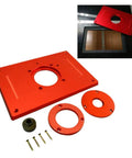 Universal Aluminum Router Table Insert Plate 200X300Mm 8Mm Thick With Protective Cover, red aluminum plate with inserts and screws.