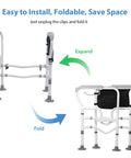 Heavy Duty Freestanding Toilet Safety Rail for Seniors and Disabled adjustable height and width, foldable design, carbon steel