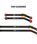 High Clearance Front 4 Link Set For SCX24 Gladiator And Dodge Power Wagon 1/24 RC Crawler Aluminum Black 8 Piece Beefed Up Upgrade Kit Eliminates Axle Wrap Axle Steering Driveshaft Rub By Moving Links Away, 50mm and 78mm links