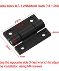 Ball Bearing Door Hinges Heavy Duty 2 Pack With Free Stop Positioning Black Flat Hinge, 45x35mm, adjustable torque, side view
