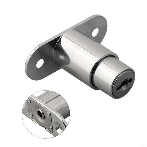 Sliding Door Lock For Closets And Display Cabinets, Zinc Alloy Plunger Cylinder With Keys, 23mm Bezel Style Lock
