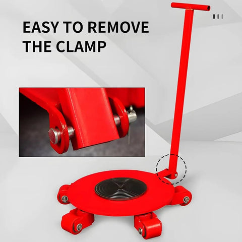 Built Like A Rock Heavy Duty Machinery Mover Skates With Quick 360 Spin For Factory Equipment Gliding Non Slip Polyurethane Wheels, clamp removal detail.