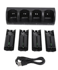4 Port Remote Controller Charging Dock with 4 Pack 2800mAh Rechargeable Batteries, LED Indicator, USB Cable, Black Finish