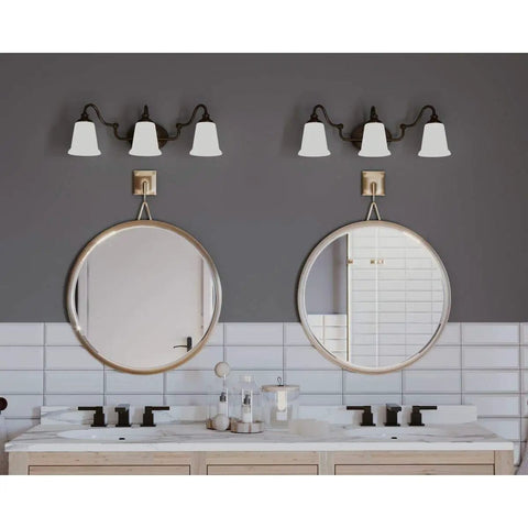 Three Light Bath Vanity Light From Wander Collection In Venetian Bronze Finish Dope Transitional Style Victorian Inspired Bathroom Lighting Damp Rated Bronze Dark Tone For Classic Modern Bathrooms above mirror