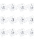 Clear Adhesive Hooks Zero Drama Strong Grip for Shower Wall Organizers No Damage Pegs Bathroom Storage 12 Pieces display.