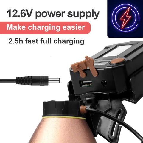 Charging port of Beast Bright Rechargeable LED Headlamp For Coon Hunting Fishing And Camping Waterproof Outdoor Spotlight