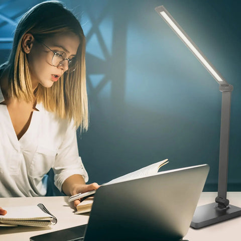 Must Have LED Desk Lamp With Touch Control For Home Office And Study Eye Protecting Light 6000K Daylight in use on desk