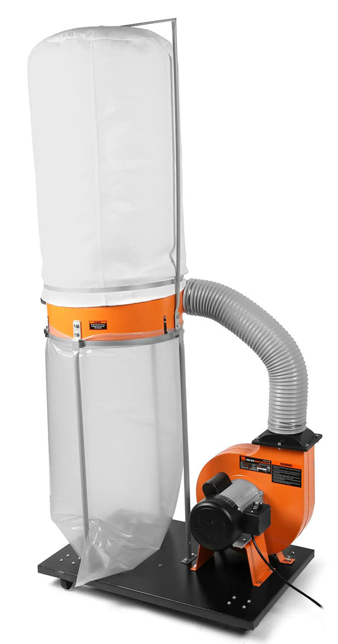 Powerful Woodworking Dust Collector, 1300 CFM, 14 Amp Motor, 5-Micron Filtration, 50-Gallon Collection Bag, Dual 4-Inch Inlets