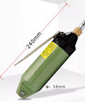 Heavy Duty Pneumatic Crimping Tool Air Powered Wire Terminal Pliers With 3 Interchangeable Heads For Automotive Electrical Connectors, green, 240mm long, featuring quick connect air inlet.