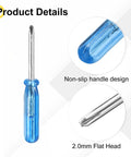 Micro Precision Mini Phillips Screwdriver With Slick Non Slip Grip 2.0mm Tip For Tiny Watches Eyeglasses Phones And Gadget Tweaks, showing non-slip handle and flat head.