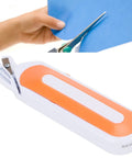 Cordless Electric Scissors For Cutting Fabric And Thick Leather Grab And Go Power Shears with comfort grip handle cutting blue paper.