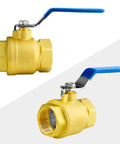 3/4 Inch Full Port Brass Ball Valve With 1/4 Turn Blue Handle, 600 WOG, NPT FIP Connections, Durable Plumbing Fittings, Pack Of 4