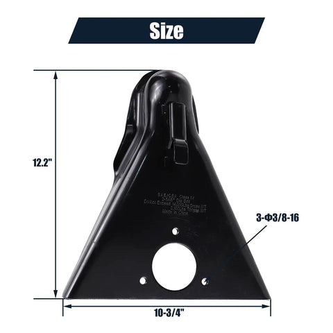 Beefy A Frame Trailer Coupler With Two And Five Sixteenths Inch Hitch Ball Compatibility Ready To Tow Up To Fourteen Thousand Pounds Five Millimeter Reinforced Steel With Black Powder Coat For RV And Utility Trailers, front view dimensions 12.2x10.75 in