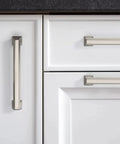 Brushed satin nickel cabinet pulls installed on white cabinets showing 10 Pack Brushed Satin Nickel Cabinet Pulls 5 Inch Hole Center Cabinet Handles For Cabinets And Drawers Kitchen Furniture Hardware Solid Construction With Rust Resistant Finish AL3071SN