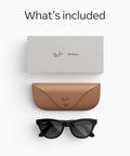 Meta Gen 2 Skyler Smart AI Glasses In Shiny Black with case and packaging, 2x battery life, 3K Ultra HD, polarized lenses.