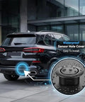 Heavy Duty Bumper Sensor Hole Cover For Chevy Volt Bolt EV EUV Blazer EV with waterproof design, shown on black SUV rear.
