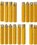 20-piece carbide-tipped lathe cutter set, yellow rectangular bodies with silver tips (1/2" shank)