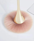 Close-up of gold-handled brush from 2 Pack Nail Dust Brush Cleaners For Acrylic Dip Powder Makeup And Blush Large Manicure Cleanup Tools