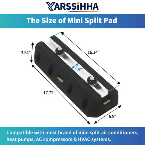 Heavy Duty Rubber Base Pad For 9000 To 36000 BTU Ductless Mini Split Air Conditioner And Heat Pump Anti Vibration Floor Mount Pad