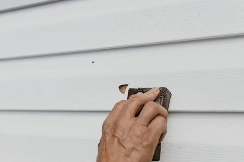 Applying Self Adhesive Vinyl Siding Patch Kit Paintable White Patches Cut To Fit Cover Cracks And Holes Works Indoor Or Outdoor