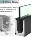 Close-up of Top Shelf Frameless Glass Deck Railing System With Rock Solid Aluminum U Channel Base Track for 10-17mm glass.