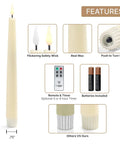 Flameless Taper Candles Set With Realistic 3D Wick Flame, 7 Inch Ivory Wax, 4 Pack, Flickering LED Candle Lights, Remote Included