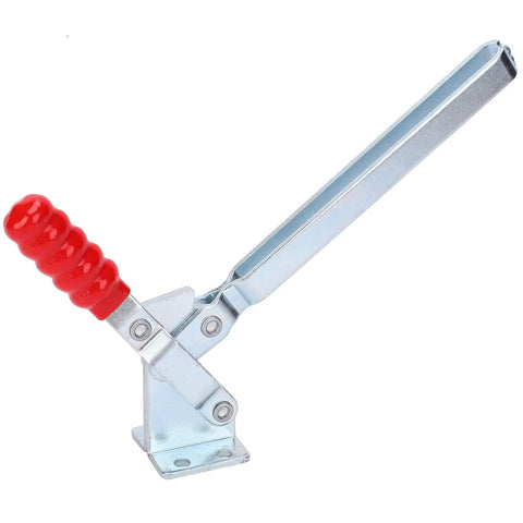Beefy Vertical Toggle Clamp With Quick Release For Lengthened Fixture And Precise Workholding High Strength Metal Construction Ergonomic Design Iron Galvanized Durable Industrial Clamp For Fabrication And Assembly Tasks, side view